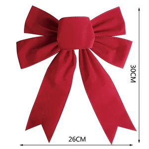In Stock Wholesale Holiday Party Ribbon Bow Xmas Tree Ornament Red Christmas Bows