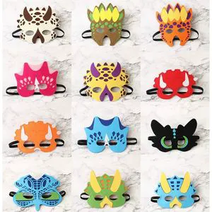Dinosaur Felt Masks for Kids Party Masks Birthday Masquerade Supplies Decorations Halloween Masks