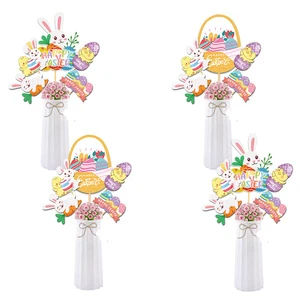 New Arrival 20pcs/set Easter Vase Insert Set Egg Rabbit Bunny Desktop for Easter Birthday Party Decoration Supplies