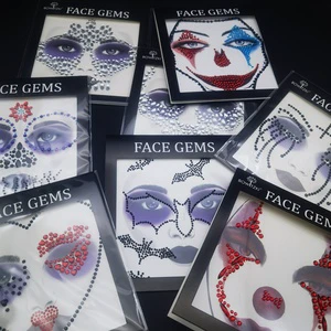 Halloween Diamond Face & Forehead Stickers for Masquerade Clown Makeup Dark-Themed Decorative Sticker