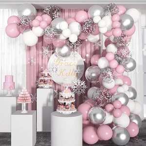 Pink Birthday Latex Balloon Decoration Baby Girls Gender Reveal Children's Birthday Party Balloon Set Decor