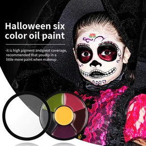 Professional 6-Color Face Paint Palette Halloween Clown Zombie Avatar Cosplay Costume Makeup with Body Oil for Artists
