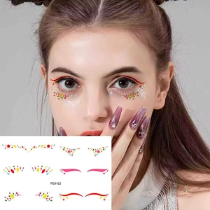 Five & Ten GMPC/Sedex/ISO/EUDR Pop Rainbow Eye Makeup Stickers Temporary Face Decoration Eyeliner Tattoo Stickers for Parties