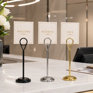 Stainless Steel Card Holder, Table Number Sign, Wedding Seating Card, Restaurant Banquet Table Menu Card, Name Tag