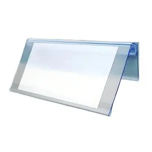 Modern White Eco-Friendly V-Shape PVC Acrylic Office Desktop Name Plate Table Number Business Card Holder Display Stand Easy
