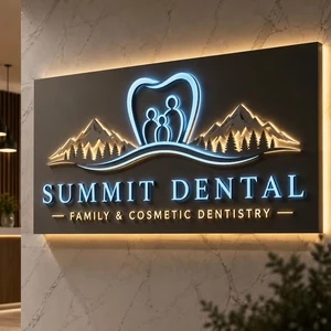 Luxury Custom 3D Logo LED Backlit Sign Gold Stainless Steel Illuminated Channel Letters For Office Interior Wall Branding