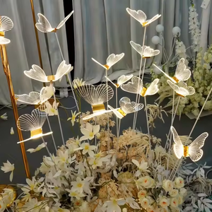 Wedding Props 5 Head Acrylic Butterflies Luminous Led Walkway Lights Road Lead Stage Lights for Wedding Centerpiece Event Decor