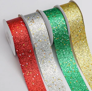 Super Glittering Wool Stars Sequined Gold/Silver Ribbons Bow-Shaped Gift Decoration Ribbons for Christmas Festival Party Favors