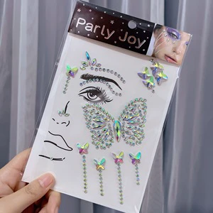 2024 Wholesale Makeup Eye Jewels Butterfly Masquerade Festival Gems for Face Party Joy Party Face Crystal Sticker