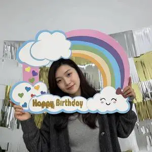 Happy Birthday Paper Photo Frame Props Paper Photo Booth Props Birthday Party Decoration