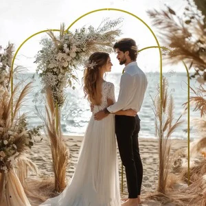 Durable Eco-Friendly Gold Metal Arch Backdrop Stand Wedding Flower Frame Garland Display Stand for Promotional Party Decorations