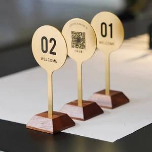 Custom Brass Table Number Stand, Reserved Seat Plate for Hotel, Catering, Banquet & Cafe Decoration