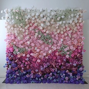 Hot Artificial Rose 3D Flower Wall Backdrop for Wedding Party Stage Decoration