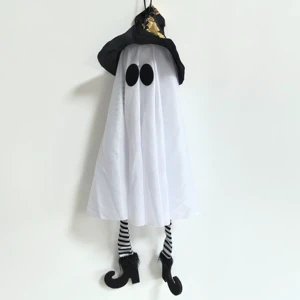 Halloween LED Luminous White Witch Fabric Pendant Indoor/Outdoor Reusable Atmosphere Decoration