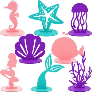 24 Pieces DIY Felt Mermaid Party Table Centerpiece Decorations for Under the Sea Ocean Theme Baby Shower Birthday Wedding Party