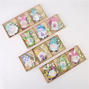 Easter Party Decorations New Home Painted Wooden Rabbit Pendant Handicrafts