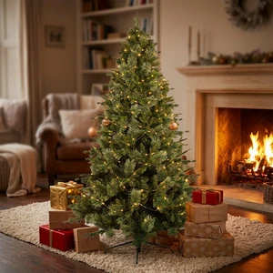 Artificial PVC Christmas Tree Standing Indoor Green Decor Sturdy Base Foldable Design High Standard Quality Shopping Mall Stage
