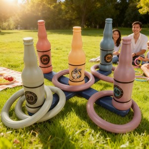 Beer Bottle Shape Fun Ring Toss Game Set for Family Outdoor Throwing Toy for All Ages, Party Games, Outdoor Play Equipment