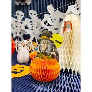 Halloween Paper Decorations Die Cut Wall Hangings Witch Ghost Pumpkin Party Supplies 4 Color Printing Round Shape