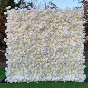 FS- High Quality Rolling Up Fabric Back White Flower Wall For Wedding Decorations