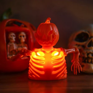 Halloween Luminous Decorations Pumpkin & Skeleton LED Candle Light with Batteries Festive Holiday Supplies