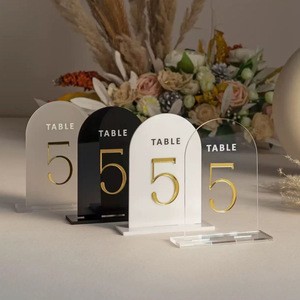 Cross-border Explosions Wedding Transparent Acrylic Arched Frosted Table Number Plate Seating Card Model YKL-ZHP Made in China