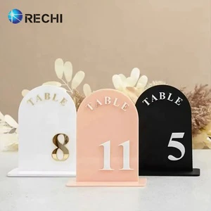 RECHI Custom Acrylic Wedding Event Table Sign Holder Perspex Wedding Table 3D Number Sign Letter Place Card Display Stand