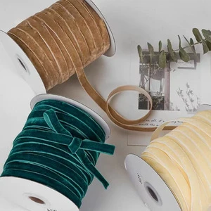 Eden 1cm/1.5cm Flocked Single-Sided Polyester Velvet Christmas Ribbon for Garment & Craft Accessories