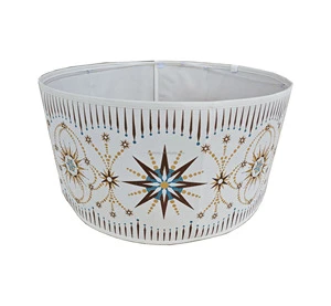 JMT Faux Suede Expandable Tree Skirt Stand Band with Geometric Patterns Metallic Print for Christmas Holiday Supplies