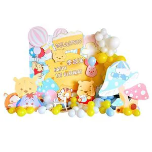 Digital Custom Printed Cartoon Themed KT Board Balloon Backdrop Baby 100 Days Banquet Birthday Atmosphere Decoration Set