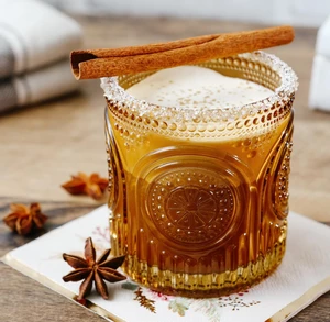 Retro Floral Amber Luxury Drinking Glasses for Party