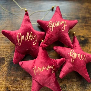 Wholesale Home Tree Hanging Stars Decorative Merry Christmas Velvet Christmas Ornaments