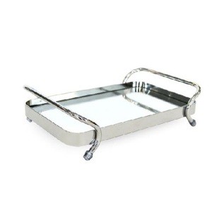 Handcrafted Metal Serving Tray Designer Handle Shiny Polished Delicious Dishes Dessert Dinnerware Food Serving Dish Trays