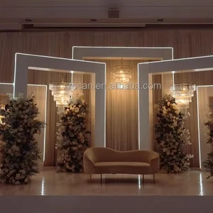 White Wedding Backdrop Stand PVC Backdrop Panel Acrylic Wedding Led Light Stage Backdrop Support for Wedding Parties