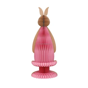 90cm Rabbit Paper Honeycomb with Magnets Spring Season Bunny Standing Decoration Home School Easter Festival Supplies