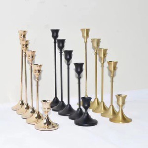 Custom A Single Golden Desktop Kerzenhalter Bougeoir De Metal Candlestick Stand Candle Holder Of Gold Wedding Home Decoration