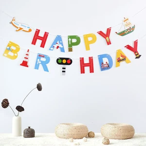 TLX Wholesale Astronaut & Traffic Theme Happy Birthday Banner for Kid's Birthday