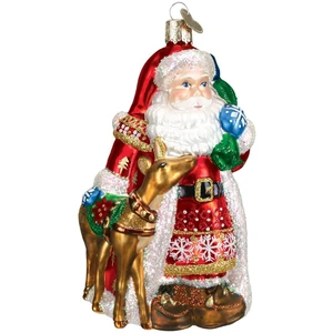 Factory Selling Christmas Santa Claus Glass Ornaments Holiday Decoration & Gift Folk Art Eco-friendly
