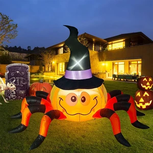 Cross-Border Halloween Inflatable Witch Hats, Pumpkins, and Spiders LED-Lit Decorative Inflatables for Outdoor Garden Display
