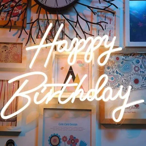 Winbo Happy Birthday Neon Lights Sign Decoration Part Bar Mall Event Custom LED Neon Light Sign Custom Neon Sign Light Up Sign