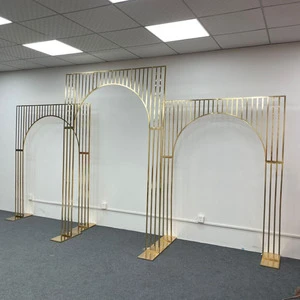 KL-FS006 Wedding Gold Metal Arch Flower Stand Backdrop Iron Frame Flower Stand Screen Background for Events Decoration