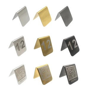 (JYHA-A011) Stainless Steel Double Side Table Number Tent Table Number Card for Restaurant Bar - Customizable Lasering QR Code