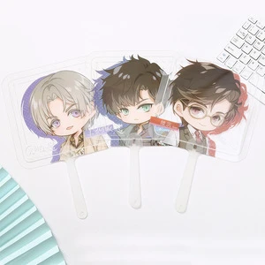 Promotional Souvenir Advertising Fans Small Wholesale Custom Mini Anime Star PlasticTransparent Waterproof Hand Fans With Logo