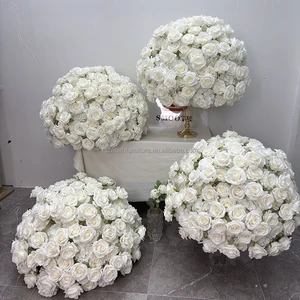 Customized Artificial White Rose Flower Wedding Decoration Table Centerpiece for Wedding