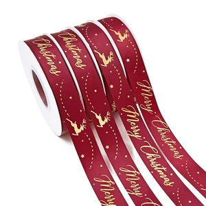 Christmas Ribbon Ribbons for Gift Wrap Festival Decorations Hot Stamping / Foil Stamping Polyester Ribbon Christmas Ribbons