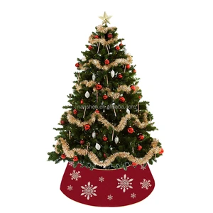 Christmas Tree Collar With Glitter Snowflake Painted Merry Christmas Tree Skirt Base Stand for Xmas Tree Decorations