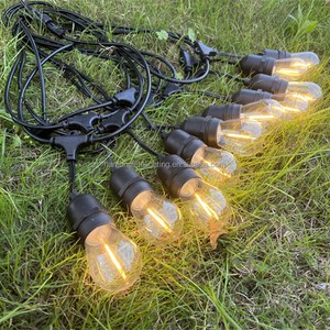 10m 15m 48ft 50m Outdoor Energy Saving Globe String Lights S14 Clear LED Bulbs Festoon Patio Strong String Lights