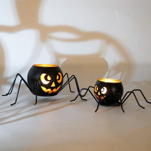 Halloween Indoor Party Decorations Black Glass Votive Candle Holder for Atmosphere Halloween Holiday Supplies