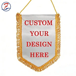 High Quality 20x30cm Custom Mini Pennant Hanging Banner Flag Full Color Digital Printing Satin Pennants Logo For Sports