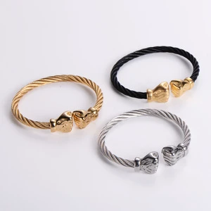 YL European and American Hip-hop Style Men's Open Stainless Steel Fist Boxing Gloves Weiya Twisted Wire Cable Bracelet